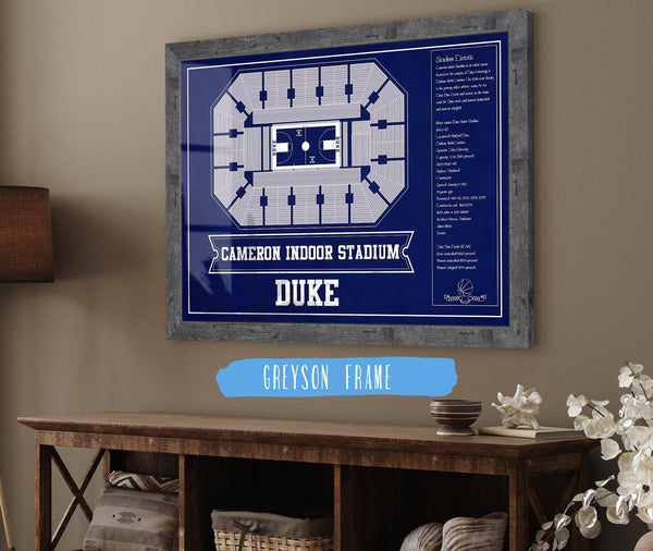 Cutler West Duke Blue Devils - Cameron Indoor Stadium Seating Chart Team Color - College Basketball Blueprint Art
