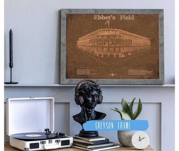 14" x 11" / Greyson Frame Cutler West Ebbet's Field - Vintage Brooklyn Dodgers Baseball Art