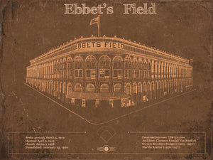 14" x 11" / Stretched Canvas Wrap Cutler West Ebbet's Field - Vintage Brooklyn Dodgers Baseball Art
