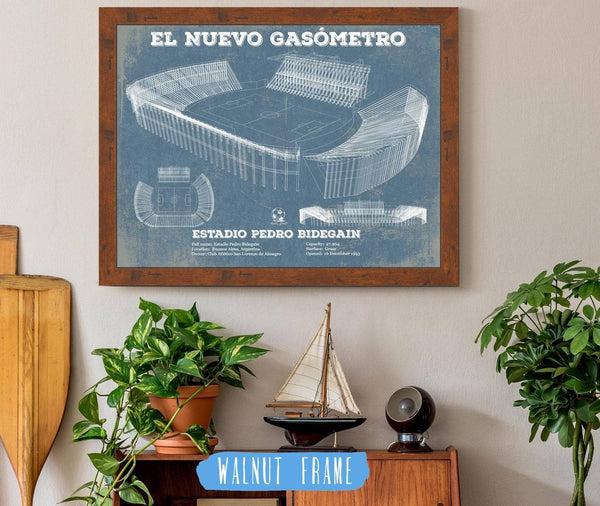 20" x 16" / Walnut Frame Cutler West El Nuevo Gasómetro Print Club Atlético San Lorenzo De Almagro Soccer Print