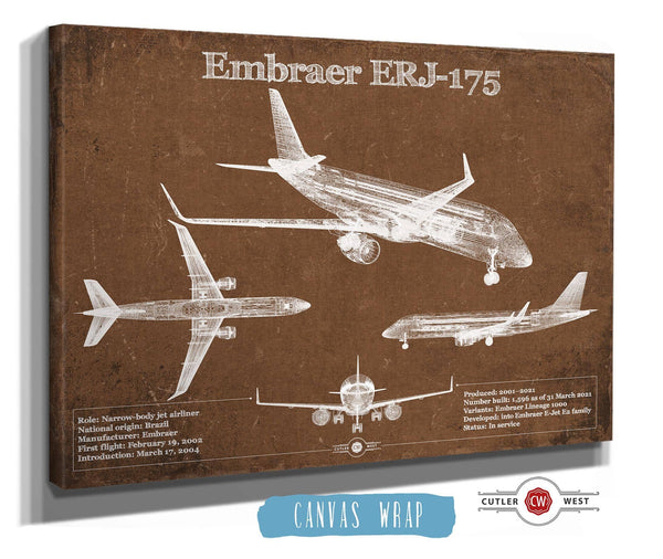 Cutler West Embraer ERJ-175 Vintage Aviation Blueprint with Optional Custom Pilot aviation-2