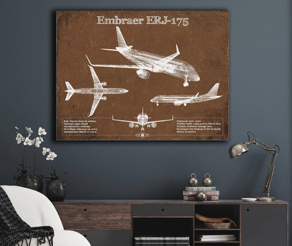 Cutler West Embraer ERJ-175 Vintage Aviation Blueprint with Optional Custom Pilot aviation-2