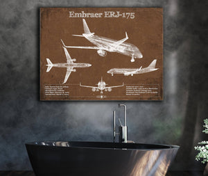 Cutler West Embraer ERJ-175 Vintage Aviation Blueprint with Optional Custom Pilot aviation-2