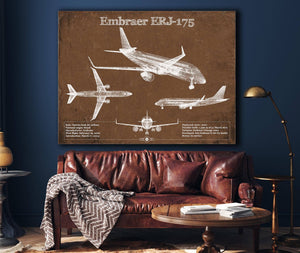 Cutler West Embraer ERJ-175 Vintage Aviation Blueprint with Optional Custom Pilot aviation-2