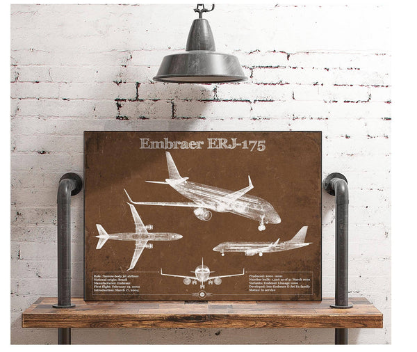 Cutler West Embraer ERJ-175 Vintage Aviation Blueprint with Optional Custom Pilot aviation-2