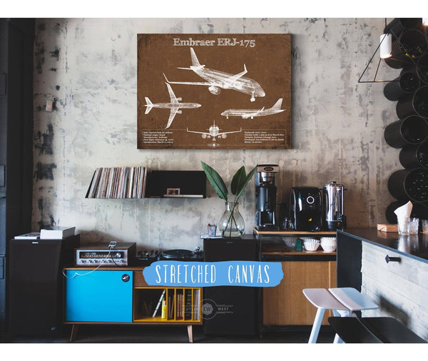 Cutler West Embraer ERJ-175 Vintage Aviation Blueprint with Optional Custom Pilot aviation-2
