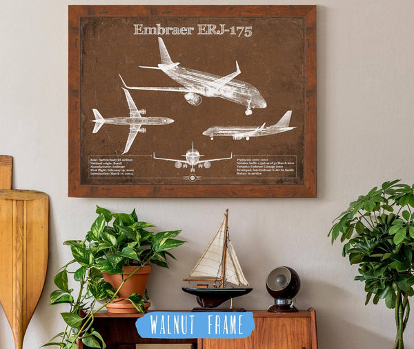 Cutler West Embraer ERJ-175 Vintage Aviation Blueprint with Optional Custom Pilot aviation-2