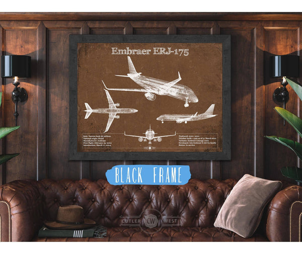 Cutler West Embraer ERJ-175 Vintage Aviation Blueprint with Optional Custom Pilot aviation-2