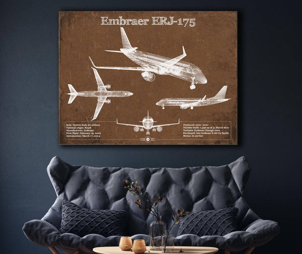 Cutler West Embraer ERJ-175 Vintage Aviation Blueprint with Optional Custom Pilot aviation-2