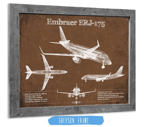 14" x 11" / Greyson Frame Cutler West Embraer ERJ-175 Vintage Aviation Blueprint with Optional Custom Pilot aviation-2