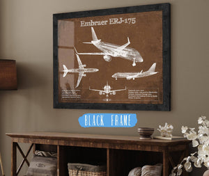 20" x 16" / Black Frame Cutler West Embraer ERJ-175 Vintage Aviation Blueprint with Optional Custom Pilot aviation-2