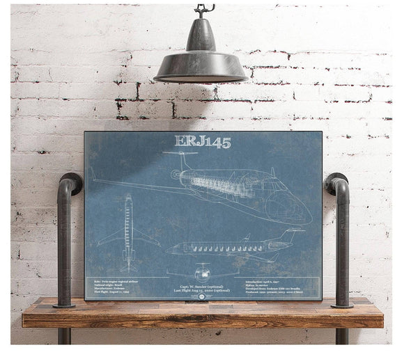 Cutler West Embraer ERJ145 Vintage Aviation Blueprint with Optional Custom Pilot aviation-2