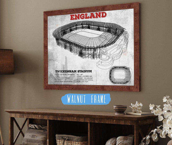 Cutler West England Rugby - Vintage Twickenham Stadium Print