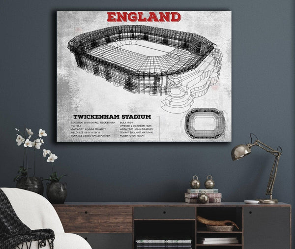 Cutler West England Rugby - Vintage Twickenham Stadium Print