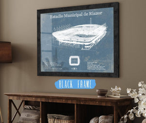 20" x 16" / Black Frame Cutler West Estadio Municipal De Riazor Stadium Blueprint Vintage Soccer (Football) Print