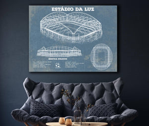 Cutler West Estudio da Luz (Benfica Stadium) - Portugal National Football Team Blueprint Vintage Soccer Print