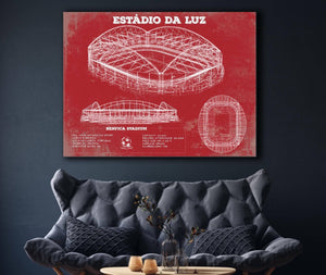 Cutler West Estudio do Sport Lisboa e Benfica (Benfica Stadium) Team Color - Portugal National Football Team Blueprint Vintage Soccer Print