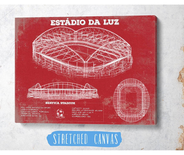 Cutler West Estudio do Sport Lisboa e Benfica (Benfica Stadium) Team Color - Portugal National Football Team Blueprint Vintage Soccer Print