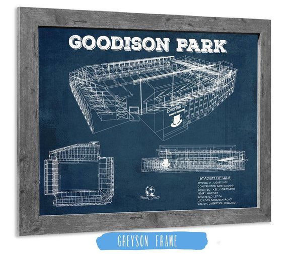 14" x 11" / Greyson Frame Cutler West Everton Football Club - Vintage Goodison Park Soccer Print