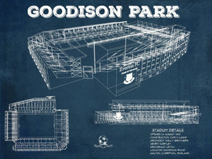 14" x 11" / Unframed Cutler West Everton Football Club - Vintage Goodison Park Soccer Print