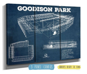 36" x 24" / 3 Panel Canvas Wrap Cutler West Everton Football Club - Vintage Goodison Park Soccer Print