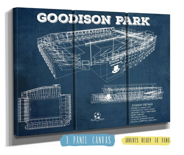 36" x 24" / 3 Panel Canvas Wrap Cutler West Everton Football Club - Vintage Goodison Park Soccer Print