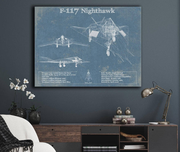 Cutler West F-117 Nighthawk Military Aircraft Patent - Blueprint Military Wall Art