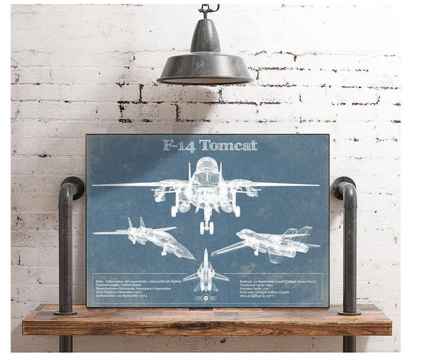 Cutler West F-14 Tomcat Vintage Aviation Blueprint Military Print