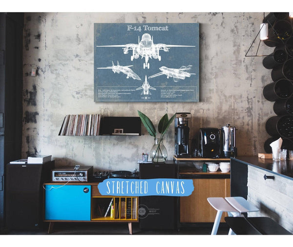 Cutler West F-14 Tomcat Vintage Aviation Blueprint Military Print