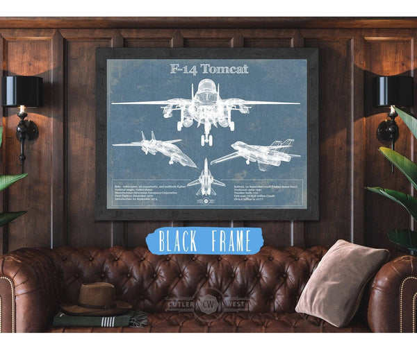 Cutler West F-14 Tomcat Vintage Aviation Blueprint Military Print