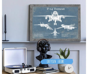 14" x 11" / Greyson Frame Cutler West F-14 Tomcat Vintage Aviation Blueprint Military Print