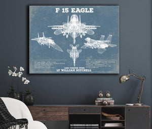 Cutler West F-15 Eagle Vintage Aviation Blueprint Military Print - Custom Name and Squadron Text