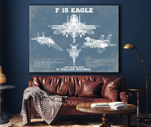 Cutler West F-15 Eagle Vintage Aviation Blueprint Military Print - Custom Name and Squadron Text