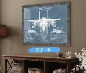 Cutler West F-15C Eagle Vintage Aviation Blueprint Military Print - Custom Name and Squadron Text