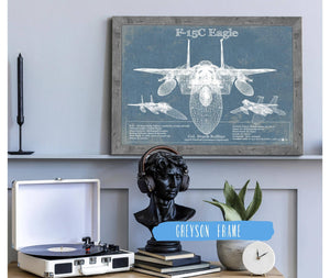 Cutler West F-15C Eagle Vintage Aviation Blueprint Military Print - Custom Name and Squadron Text