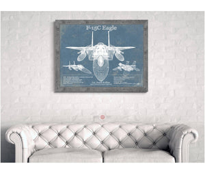 Cutler West F-15C Eagle Vintage Aviation Blueprint Military Print - Custom Name and Squadron Text