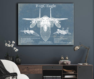 Cutler West F-15C Eagle Vintage Aviation Blueprint Military Print - Custom Name and Squadron Text