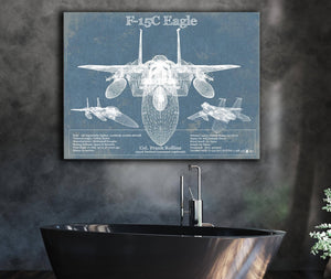 Cutler West F-15C Eagle Vintage Aviation Blueprint Military Print - Custom Name and Squadron Text