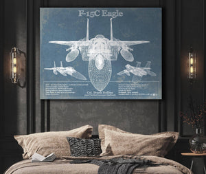 Cutler West F-15C Eagle Vintage Aviation Blueprint Military Print - Custom Name and Squadron Text