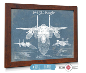 Cutler West F-15C Eagle Vintage Aviation Blueprint Military Print - Custom Name and Squadron Text