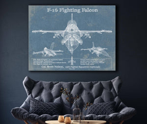 Cutler West F-16 Aircraft Patent Blueprint Original Military Wall Art
