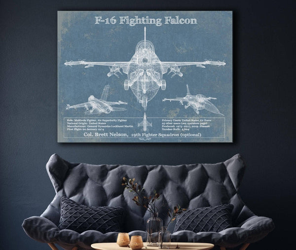 Cutler West F-16 Aircraft Patent Blueprint Original Military Wall Art