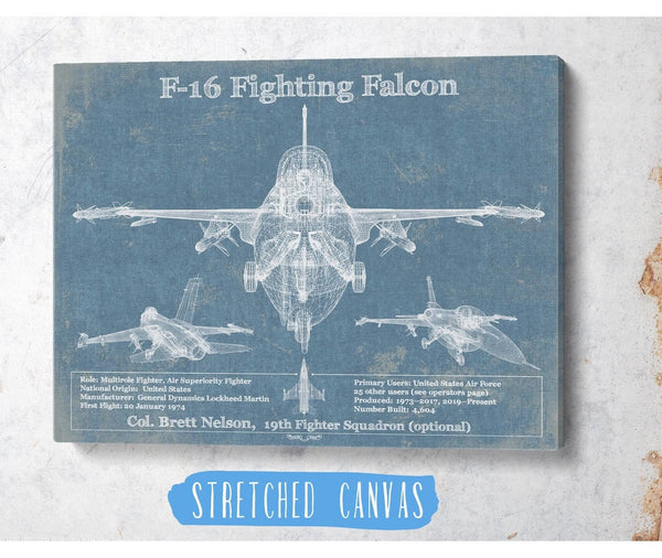 Cutler West F-16 Aircraft Patent Blueprint Original Military Wall Art