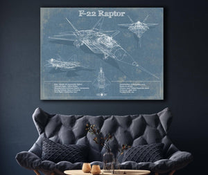 Cutler West F-22 Raptor Aviation Blueprint Military Print - Custom Name and Squadron Text
