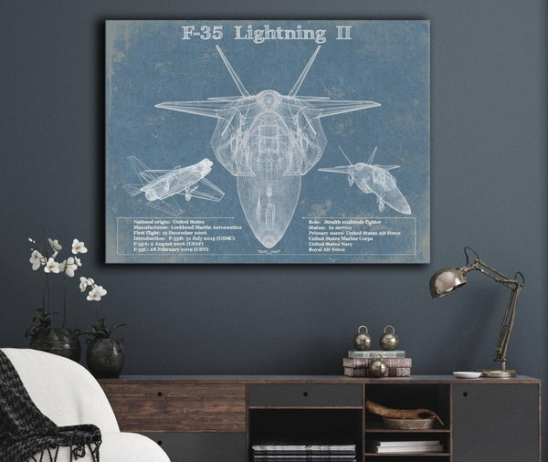 Cutler West F-35 Aircraft Patent Blueprint Original Design Wall Art