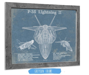 14" x 11" / Greyson Frame Cutler West F-35 Aircraft Patent Blueprint Original Design Wall Art