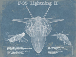 14" x 11" / Unframed Cutler West F-35 Aircraft Patent Blueprint Original Design Wall Art