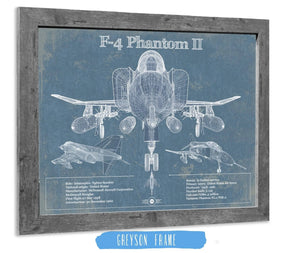 14" x 11" / Greyson Frame Cutler West F-4 Phantom II Aircraft Blueprint Original Military Wall Art