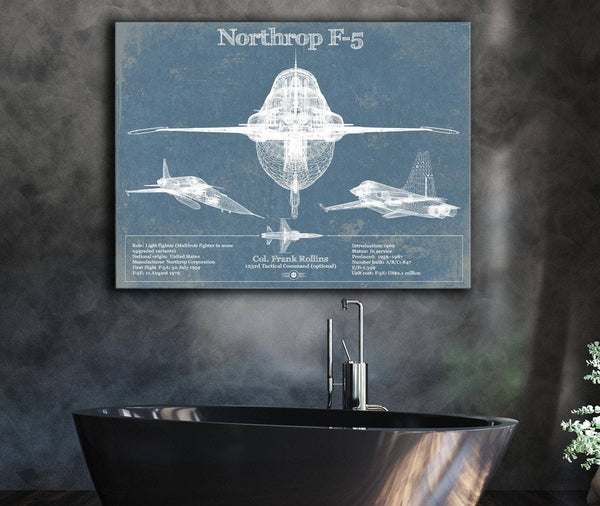 Cutler West F-5 Tiger Jet Vintage Aviation Blueprint Military Print