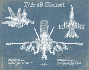 14" x 11" / Unframed Cutler West F/A-18 Hornet Blueprint Original Military Wall Art